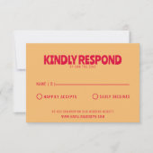 Moderne Kleurrijke Retro Fun Bold Unieke Bruiloft RSVP Kaartje (Voorkant)
