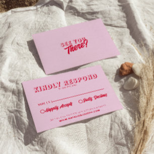 Moderne Kleurrijke Retro Fun Bold Unieke Bruiloft RSVP Kaartje