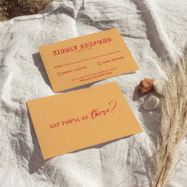 Moderne Kleurrijke Retro Fun Bold Unieke Bruiloft RSVP Kaartje