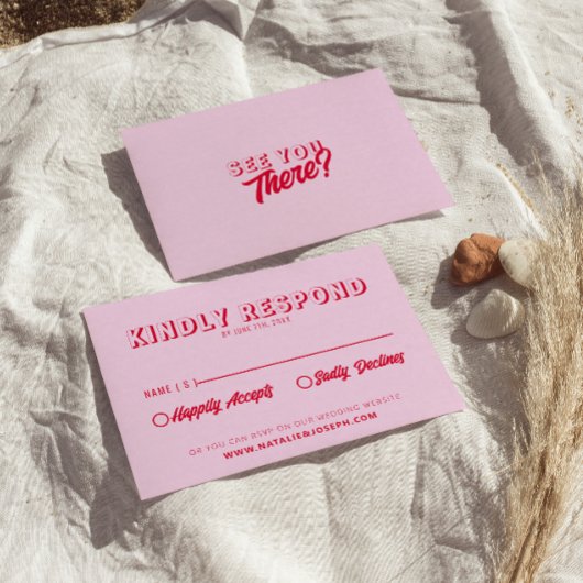 Moderne Kleurrijke Retro Fun Bold Unieke Bruiloft RSVP Kaartje
