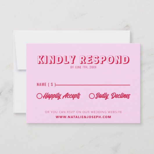 Moderne Kleurrijke Retro Fun Bold Unieke Bruiloft RSVP Kaartje (Voorkant)