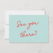 Moderne Kleurrijke Retro Fun Funky Bruiloft RSVP Kaartje (Achterkant)