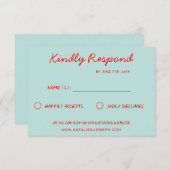 Moderne Kleurrijke Retro Fun Funky Bruiloft RSVP Kaartje (Voorkant / Achterkant)