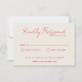 Moderne Kleurrijke Retro Fun Whimsical Bruiloft RSVP Kaartje (Voorkant)