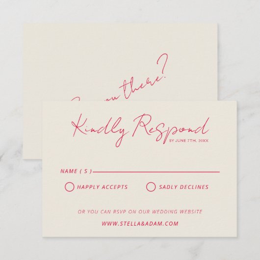 Moderne Kleurrijke Retro Fun Whimsical Bruiloft RSVP Kaartje (Voorkant / Achterkant)