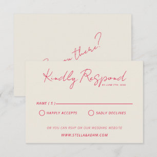 Moderne Kleurrijke Retro Fun Whimsical Bruiloft RSVP Kaartje