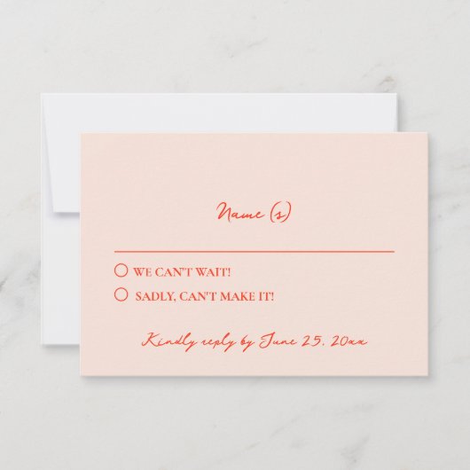 Moderne Kleurrijke Retro Funky Bright Bold Bruilof RSVP Kaartje (Voorkant)