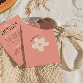 Moderne kleurrijke retro funky unieke bruiloft det informatiekaartje