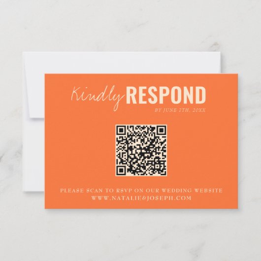 Moderne kleurrijke retro grillige QR-code bruiloft RSVP Kaartje (Voorkant)