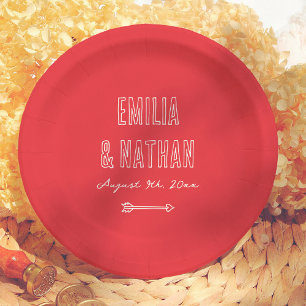 Moderne Kleurrijke Retro Handgetekende Cupido Trou Papieren Bordje