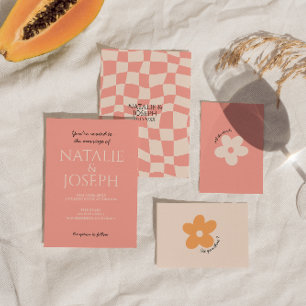 Moderne Kleurrijke Retro Heldere Vette Unieke Huwe Kaart