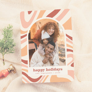 Moderne Kleurrijke Retro Kerstvakantie Foto Feestdagen Kaart