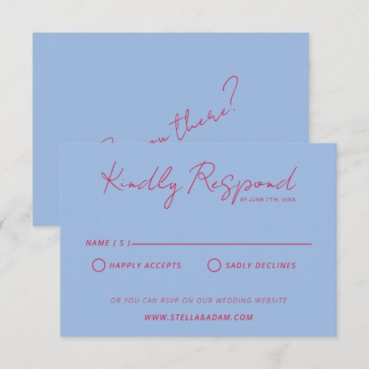 Moderne Kleurrijke Retro Leuke Bruiloft Eenvoudige RSVP Kaartje (Voorkant / Achterkant)