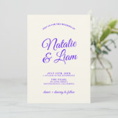 Moderne Kleurrijke Retro Leuke Funky Foto Bruiloft Kaart (Staand voorkant)