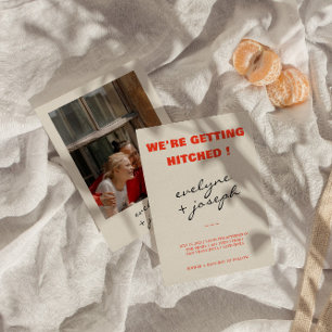 Moderne Kleurrijke Retro Leuke Funky Unieke Bruilo Kaart