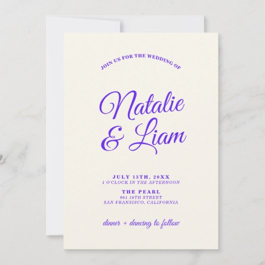 Moderne Kleurrijke Retro Leuke Funky Unieke Bruilo Kaart (Voorkant)