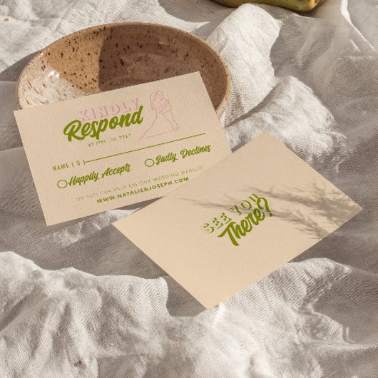 Moderne Kleurrijke Retro Leuke Funky Unieke Bruilo RSVP Kaartje