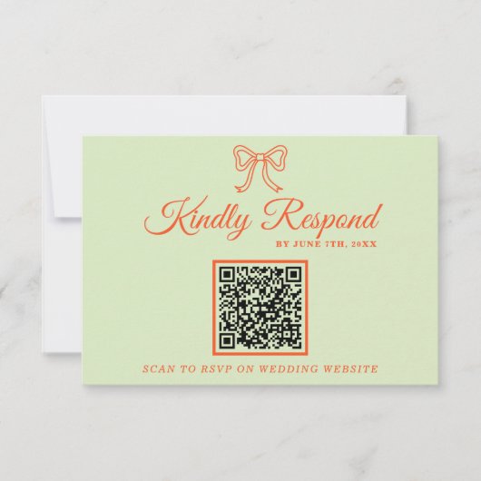 Moderne Kleurrijke Retro QR Code Lint Bruiloft RSVP Kaartje (Voorkant)