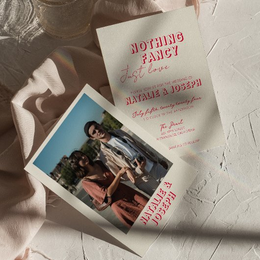 Moderne Kleurrijke Retro Vette Unieke Foto Bruilof Kaart