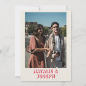 Moderne Kleurrijke Retro Vette Unieke Foto Bruilof Kaart (Achterkant)