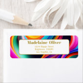 Moderne kleurrijke Retro Waves adreslabel Etiket (Insitu)