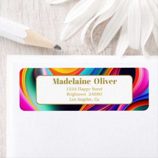 Moderne kleurrijke Retro Waves adreslabel Etiket (Insitu)