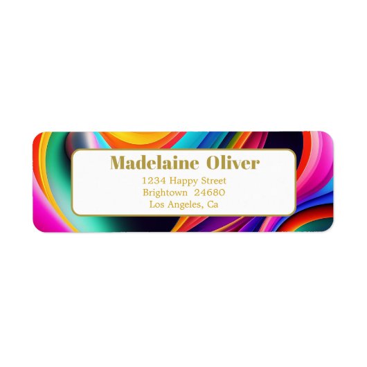 Moderne kleurrijke Retro Waves adreslabel Etiket (Voorkant)