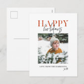 Moderne kleurrijke rode script familie Kinder foto Feestdagenkaart (Voorkant / Achterkant)