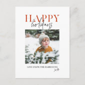 Moderne kleurrijke rode script familie Kinder foto Feestdagenkaart (Voorkant)