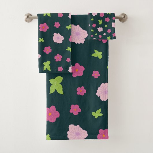 Moderne kleurrijke romanc Floral Pattern Trendy B Bad Handdoek (Insitu)