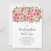 Moderne kleurrijke roze bevestiging van Floral en  Kaart (Voorkant)