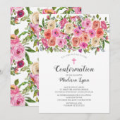 Moderne kleurrijke roze bevestiging van Floral en  Kaart (Voorkant / Achterkant)