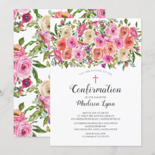 Moderne kleurrijke roze bevestiging van Floral en  Kaart