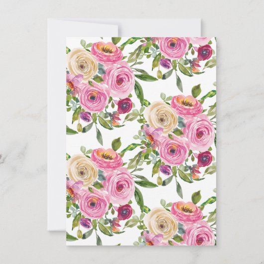 Moderne kleurrijke roze bloemen bevestiging kaart (Achterkant)