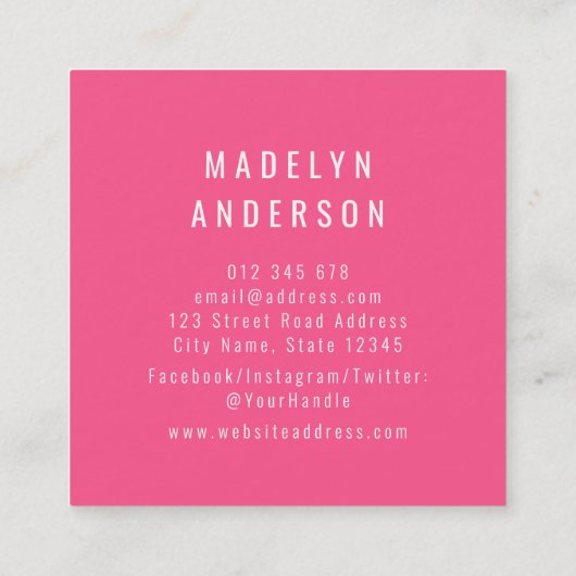 Moderne kleurrijke roze Confetti Vierkante Visitekaartje (Achterkant)