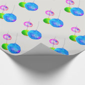 Moderne, kleurrijke roze en blauwe kerst cadeaupapier (Hoek)