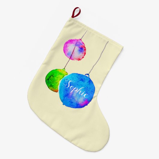 Moderne, kleurrijke roze en blauwe kerst grote kerstsok (Voorkant (Hangend))