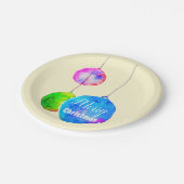 Moderne, kleurrijke roze en blauwe kerst papieren bordje (Gekanteld)