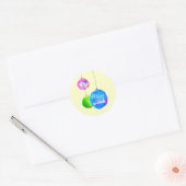 Moderne, kleurrijke roze en blauwe kerst ronde sticker (Envelop)