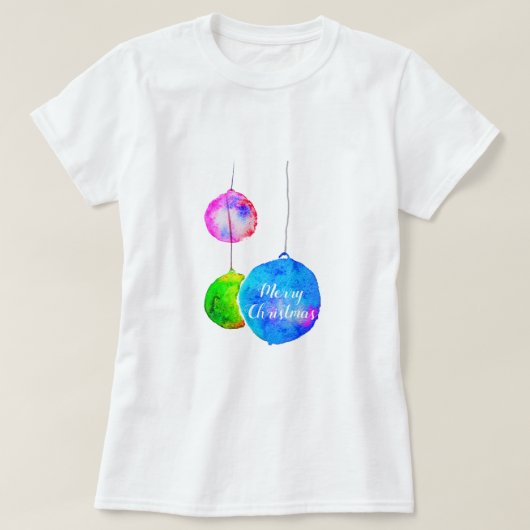 Moderne, kleurrijke roze en blauwe kerstblauw t-shirt (Design voorkant)