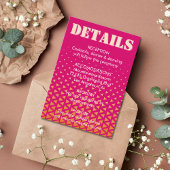 Moderne kleurrijke roze en Oranje geometrische bru Informatiekaartje