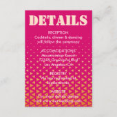 Moderne kleurrijke roze en Oranje geometrische bru Informatiekaartje (Voorkant)