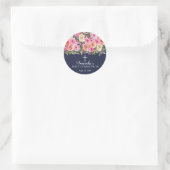 Moderne kleurrijke roze Floral eerste gemeenschap Ronde Sticker (Tas)