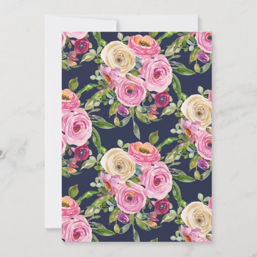 Moderne kleurrijke roze Floral eerste Heilige Comm Kaart (Achterkant)