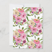 Moderne kleurrijke roze Floral eerste Heilige Comm Kaart (Achterkant)