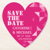 Moderne kleurrijke roze hartmeetkunde sparen de da kartonnen onderzetters (Voorkant)