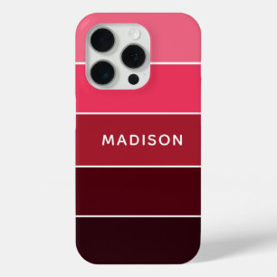 Moderne Kleurrijke Roze Kleurblok Gepersonaliseerd iPhone 15 Pro Case