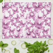 Moderne kleurrijke roze vlinders theedoek (Gevouwen)