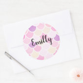 Moderne kleurrijke roze zeemeerminnen ronde sticker (Envelop)