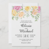 Moderne kleurrijke Rozen Elegant Engagement Party Kaart (Voorkant)